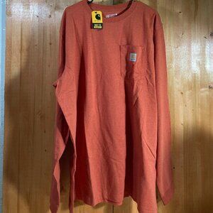 NEW! CARHARTT TK5422 LT Men's Men Long Sleeve Relaxed Fit Shirt Burnt Orange